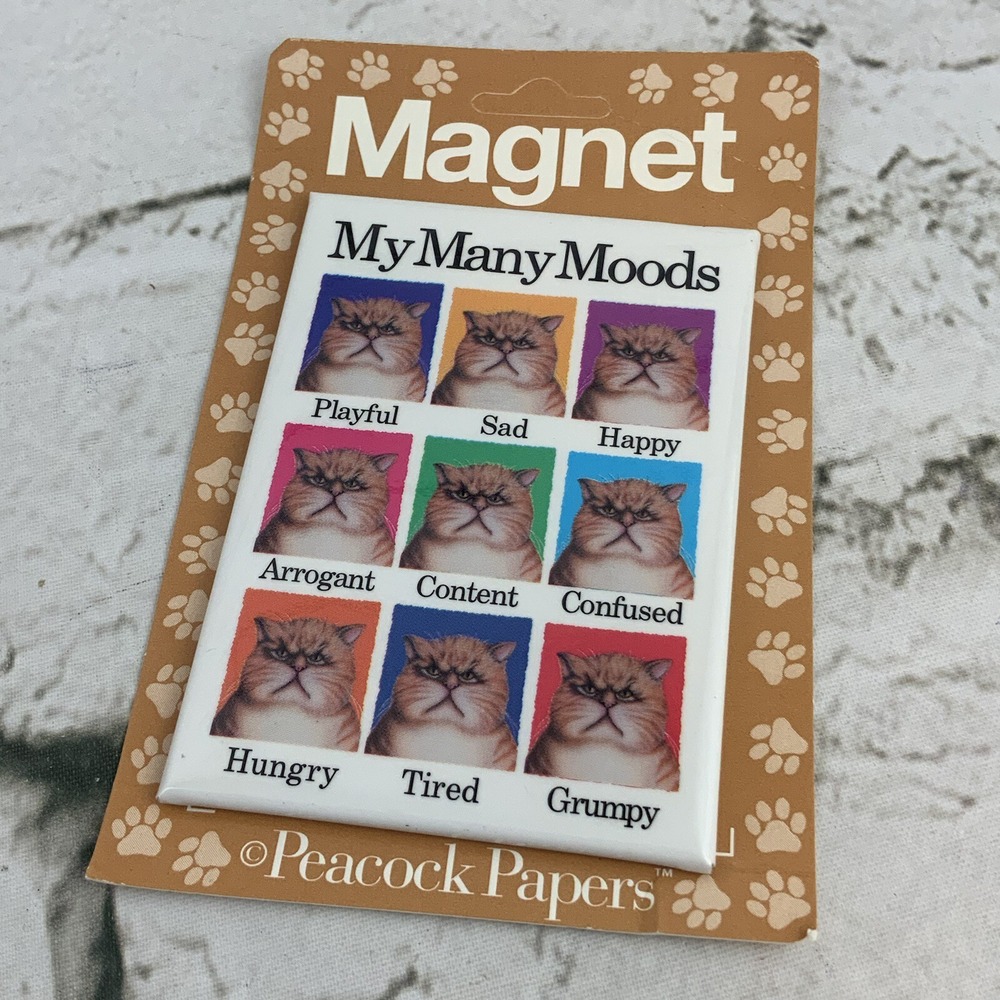 Peacock Papers Refrigerator Magnet My Many Moods Grumpy Cat NOS
